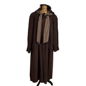 Vtg 80s 90s Gallery Woman Plum Removable Liner Hooded Trench Coat Women’s SZ 20